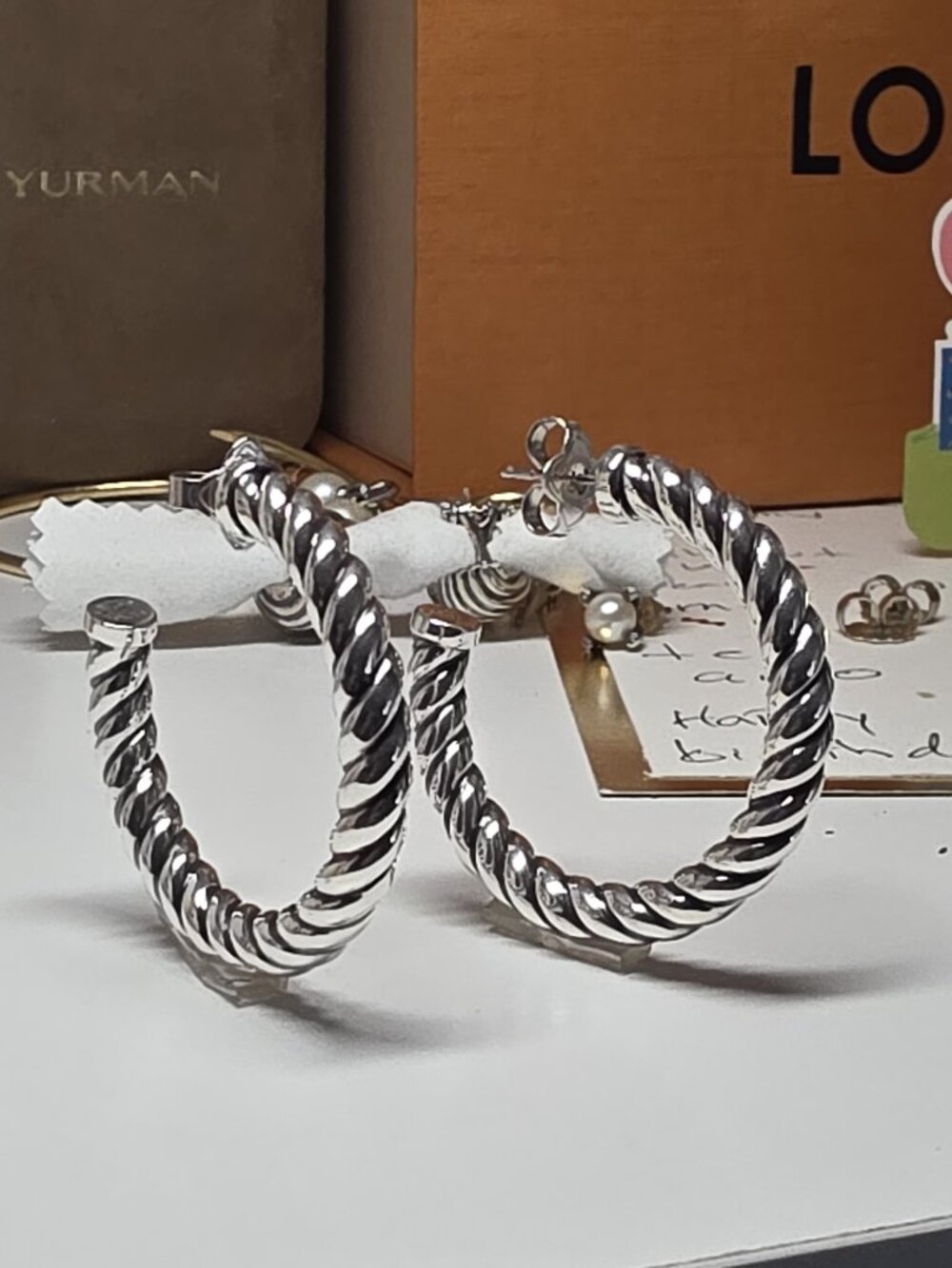 David Yurman Silver Cable Hoop Earrings 40mm